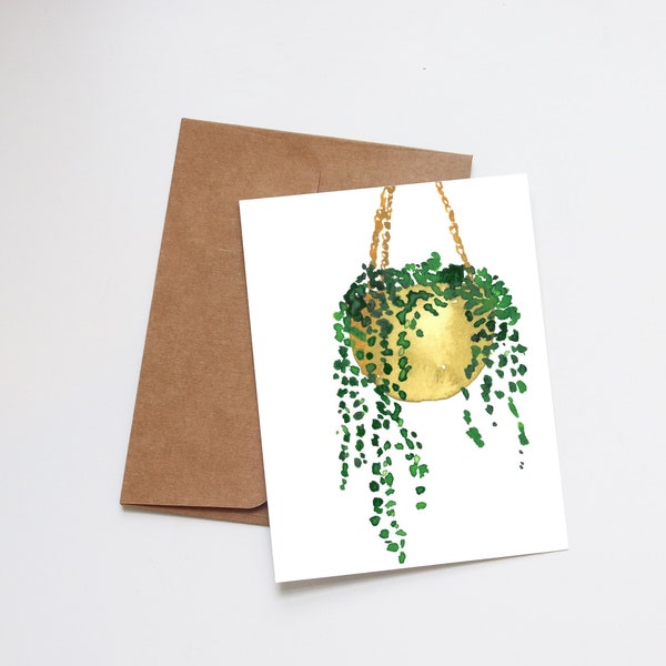 Blank Botanical Greeting Card | Watercolor Blank Note Cards | Watercolour Art | String of Pearls | Plant Birthday Card
