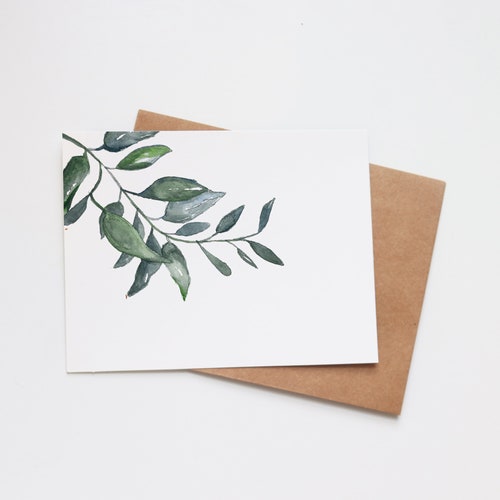 Blank Botanical Greeting Card Watercolor Blank Note Cards Etsy