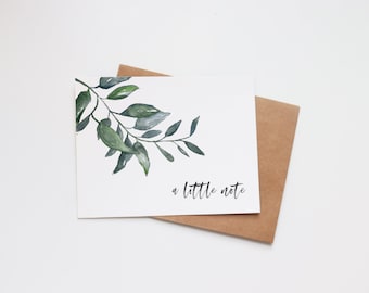 A Little Note Watercolor Greeting Card | Greenery Notecard | Watercolor Art Card | Any Occasion Greeting