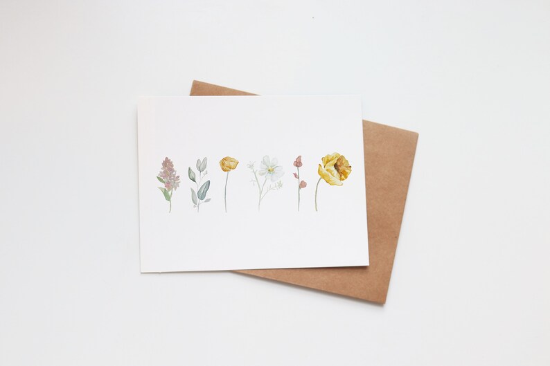 Blank Floral Greeting Card | Watercolor Blank Note Cards | Flowers ...