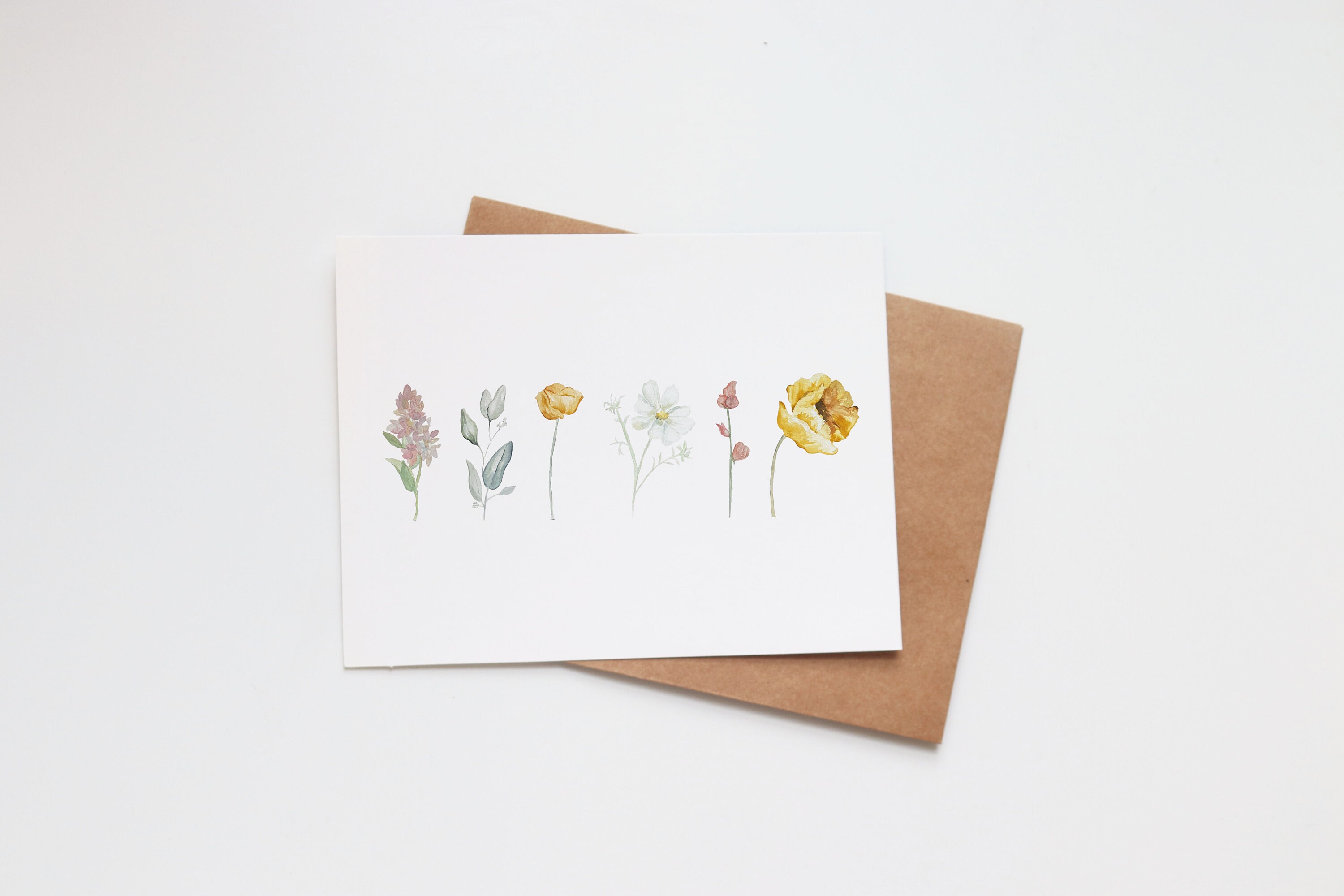 Blank Floral Greeting Card | Watercolor Blank Note Cards | Flowers ...