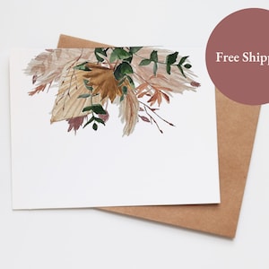 de voeux de fleurs séchées vierges | de correspondance vierges à l'aquarelle | Fleurs séchées à l'herbe de la pampa | Carte d'anniversaire plante