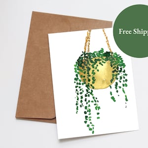 Carte de voeux botanique vierge | de correspondance vierges à l'aquarelle | Aquarelle | Collier de perles | Carte d'anniversaire plante