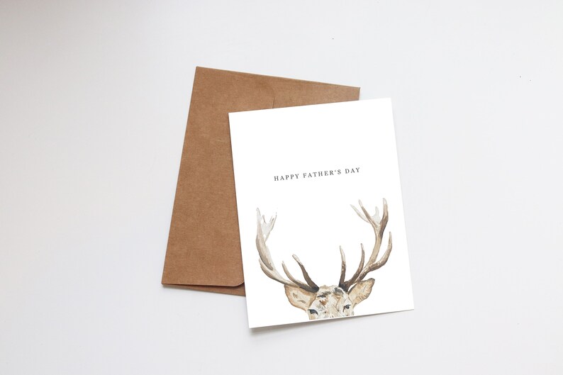 Hand-Painted Father's Day Card with Charming Deer image 1