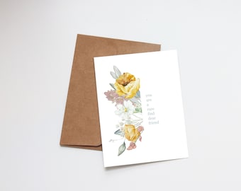 Friendship Floral Vintage Greeting Card | You're a Rare Find Dear Friend | Note Card Watercolor | Garden Flowers