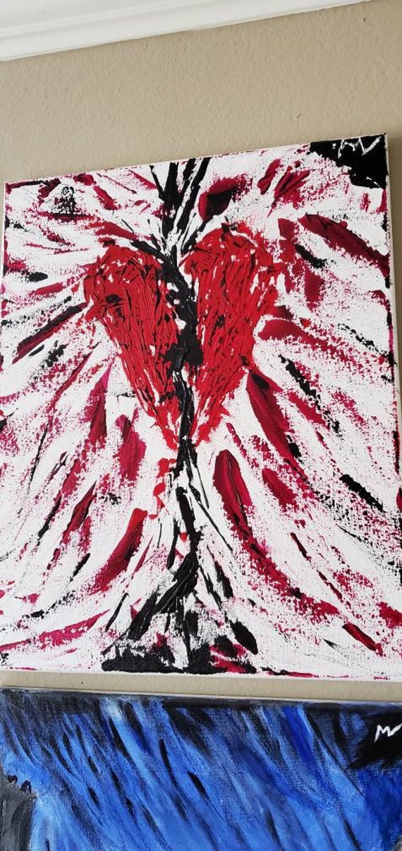 Colorful Heart Beat, Original Canvas painting, Canvas wall Art, 16x20