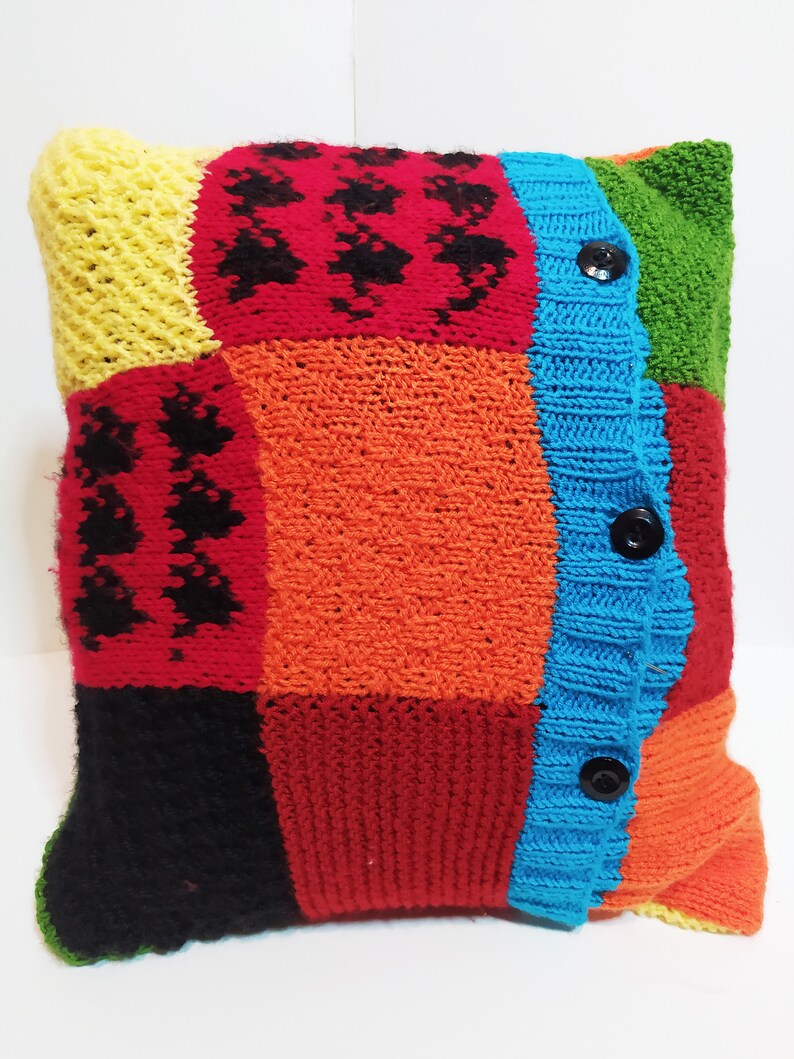 Harry Styles Pillow jw Block Patchwork Hand-knitted Multi Color Gift for him her Custom Pillow Valentines Gift