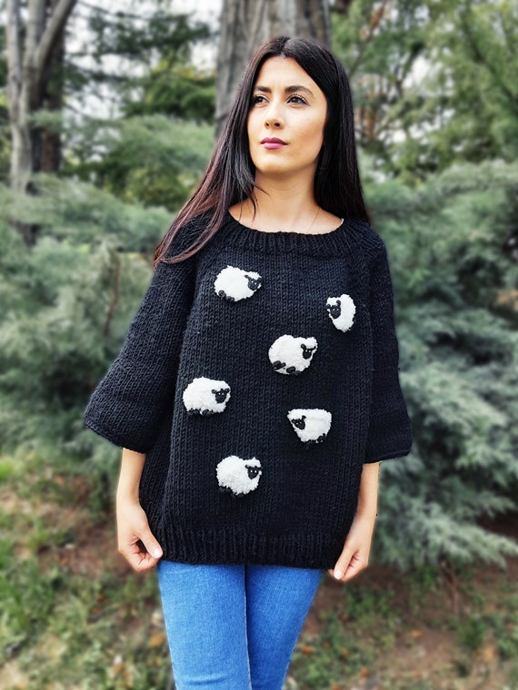 Black Sheep Sweater Handknit Pullover 