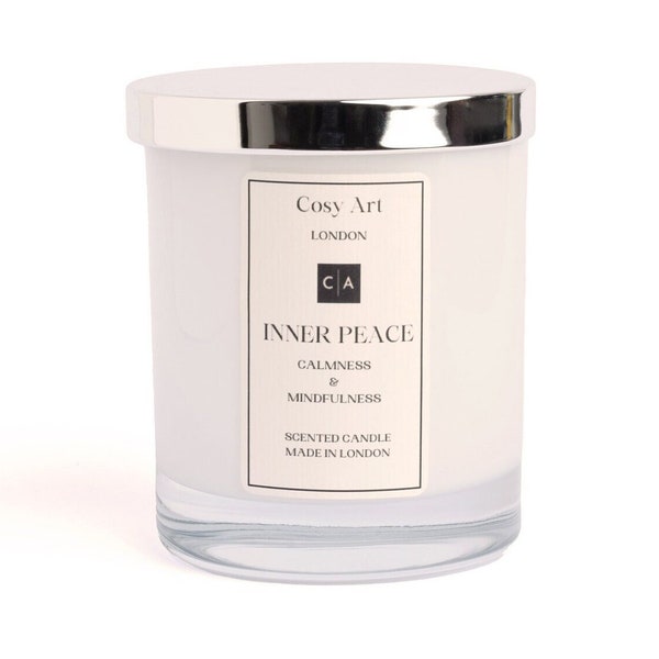 Inner Peace Candle | Clary Sage + Lavender + Geranium | Pure Natural Essential Oils Scented Candle | 300ml 80h Burning Time