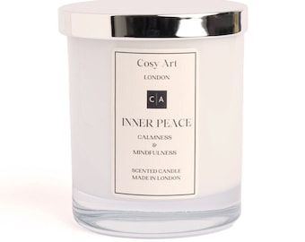Inner Peace Candle | Clary Sage + Lavender + Geranium | Pure Natural Essential Oils Scented Candle | 300ml 80h Burning Time
