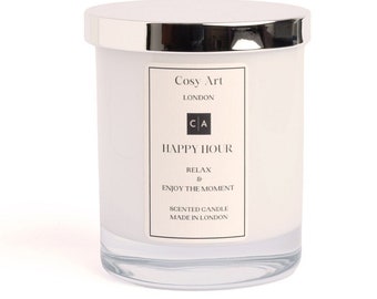 Grapefruit + Lime + Peppermint + Eucalyptus | Happy Hour Candle | Pure Natural Essential Oils Scented Candle | 300ml 80h Burning Time