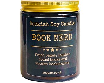 Bookish Candles | Book Nerd Candle | Soy Wax Scented Candle | Book Lovers Vegan Candle | Bookish Gifts |180ml Amber Jar | 40h Burning Time