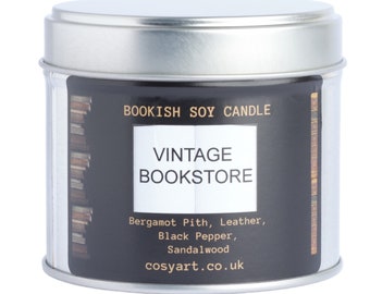 Bookish Candles | Leather + Vanilla + Violet | Cosy Art Candle | Soy Wax Scented Candle | 250ml Gift For Men And Women