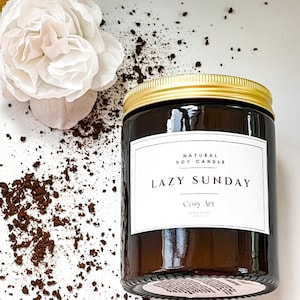Coffee Vanilla Scented Candle: Lazy Sunday Soy Wax, Vegan