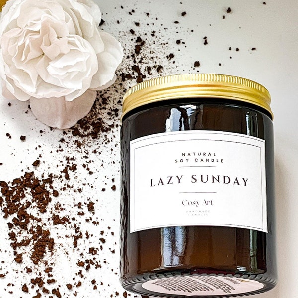Coffee + Vanilla Candle | Lazy Sunday Candle | Scented Candle | Long Time Burning Candle | Vegan | by Cosy Art
