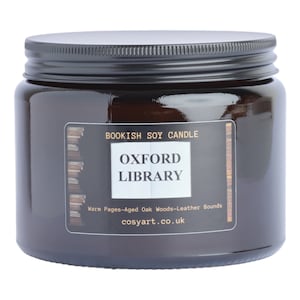 Oxford Library Scented Candle: Oak Wood, Tobacco, Dark Plum Soy Candle