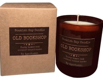 Old Bookshop Scented Soy Candle - 200ml | Book Lover Gift | 40h Burn Time | Handmade in London