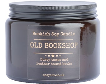 Bookish Candles | |Old Bookshop Candle |Soy Wax Scented Candle| Cosy Art  Candle | 500ml | 90h Burning| Gift For Men And Women