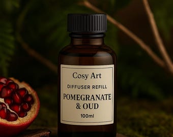 Pomegranate & Oud Diffuser Refill: Exotic Vegan Home Fragrance