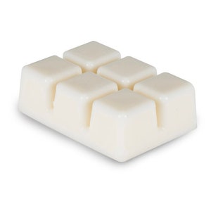 Puede incluir: Seis fundidos de cera blanca en una bandeja rectangular. Los fundidos son cuadrados y tienen un acabado liso y brillante.