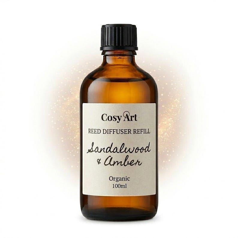 Sandalwood and Amber Reed Diffuser Refill 100ml | Premium Essential Oil Blend | Luxury Warm, Woody & Resinous Room Fragrance | Eco-Friendly image 1