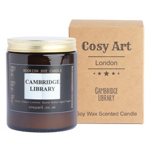 Bookish Candles |Cambridge Library |Rare Candle | Soy Wax Scented Candle| Book Lovers Soy Candle | Bookish Gifts | 180ml | 40h Burning