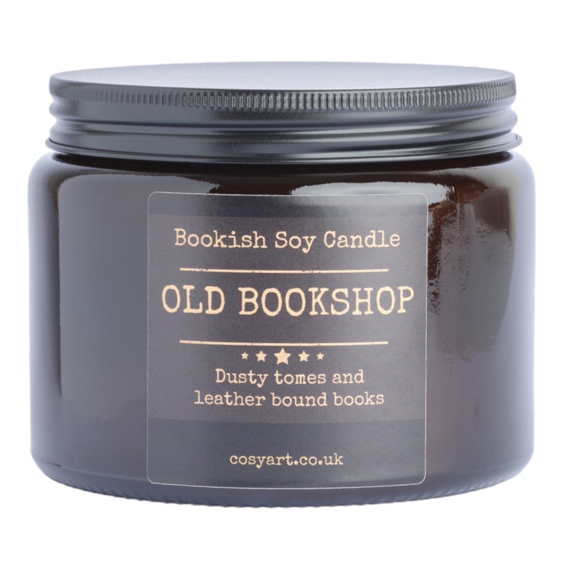 Bookish Candles Old Bookshop Candle Rare Candle Soy Wax Scented Candle Book Lovers Soy Candle Bookish Gifts 180ml 40h Burning 500ml Amber Jar