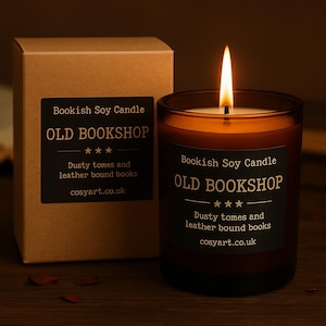Old Bookshop Scented Soy Candle - 200ml | Book Lover Gift | 40h Burn Time | Handmade in London