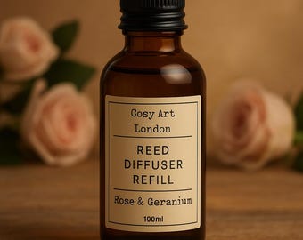 Rose & Geranium Reed Diffuser Refill: Handmade Essential Oils (100ml)