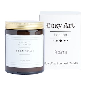 Bergamot Candle | Scented Candle | Vegan | Essential Oils I | 180ml | Burning time 40h | Handmade by Cosy Art London