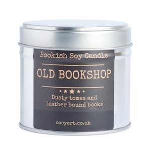 Bookish Candles Old Bookshop Candle Rare Candle Soy Wax Scented Candle Book Lovers Soy Candle Bookish Gifts 180ml 40h Burning 250ml Tin
