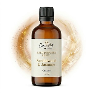 Sandalwood and Jasmine Reed Diffuser Refill 100ml | Premium Essential Oil Blend | Exotic Floral & Grounding Woody Scent | Eco-Friendly Glass image 1