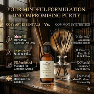 Sandalwood and Jasmine Reed Diffuser Refill 100ml | Premium Essential Oil Blend | Exotic Floral & Grounding Woody Scent | Eco-Friendly Glass image 3