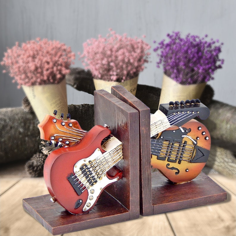 Bookends vintage Retro Style vintage Guitar Bookend Retro Etsy