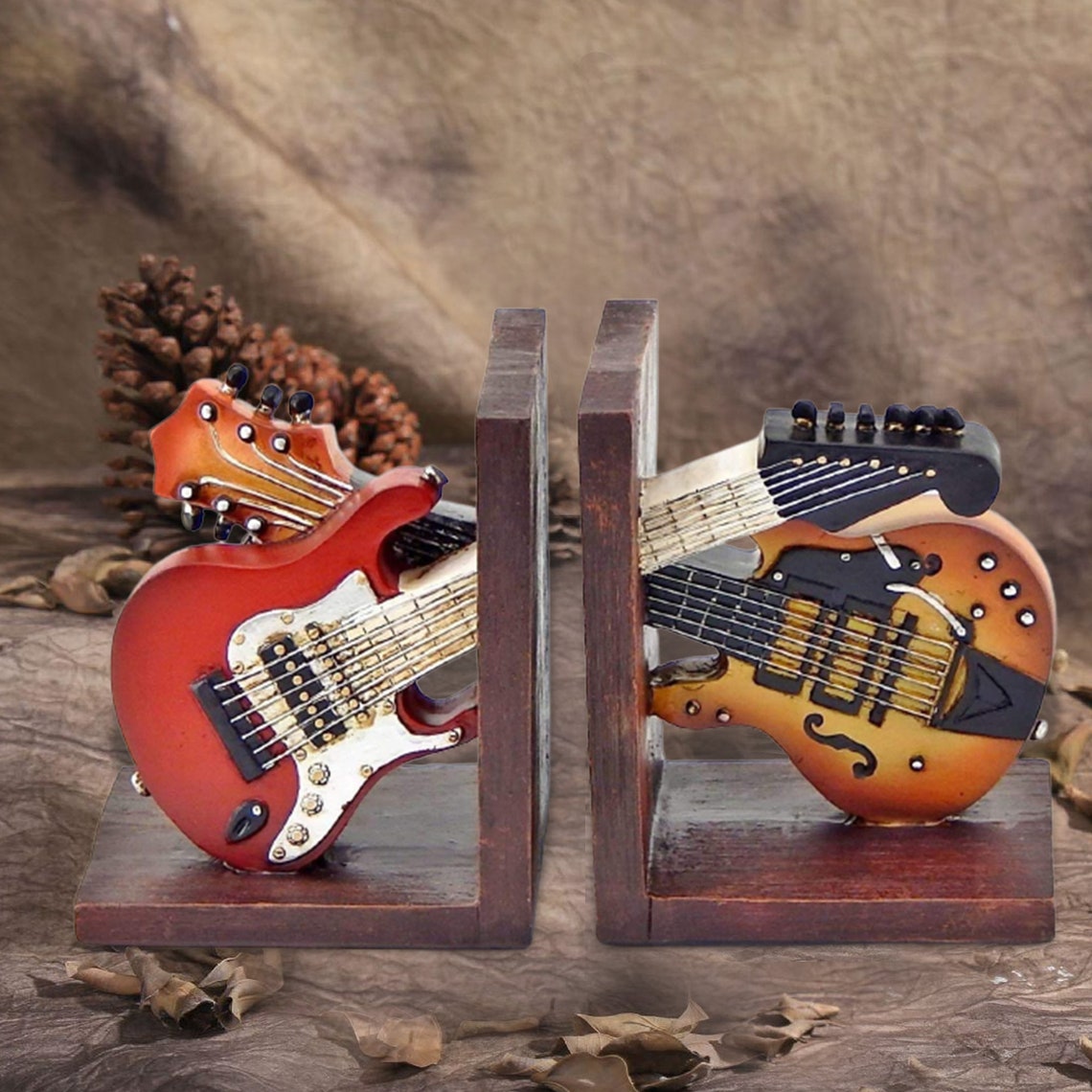 Bookends vintage Retro Style vintage Guitar Bookend Retro Etsy