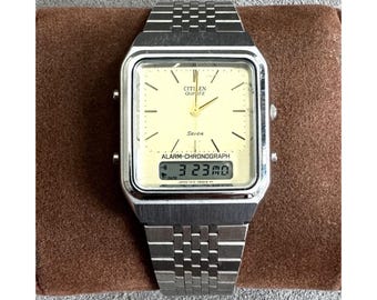 Vintage Citizen Quartz Seven ALARM-CHRONOGRAPH WATCH - Serviced & Working - Japan T010