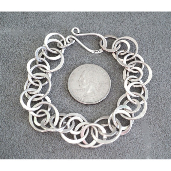 Vintage STERLING Silver Multi-Link BRACELET Intri… - image 3