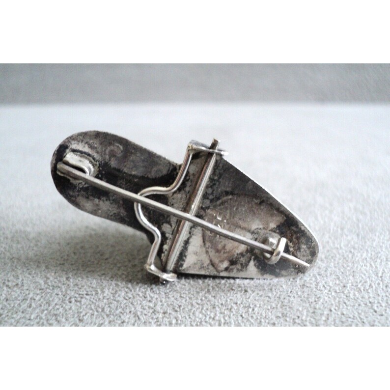 Antique Sterling Silver SLIPPER Style Lady's STIRRUP BROOCH Miniature 1.5 Birds zdjęcie 8