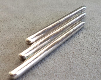 Vintage STERLING Silver 3-Bar BROOCH 3.75&quot; Long TAXCO Mexico Geometric Lapel Pin