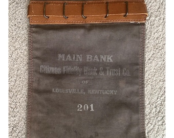 Vintage vergrendeling BANK CASH TAS Canvas leren hangslot - Citizens Fidelity Louisville Ky