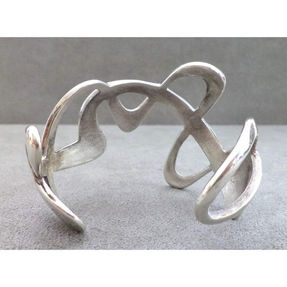 Modernist WAVE Solid Sterling Silver CUFF BRACELE… - image 6