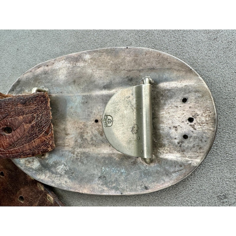 Cinturón de trofeo de plata esterlina DIABLO Western Vintage enorme con hebilla de 3,5 x 5,5 pulgadas, estilo vaquero de rodeo imagen 10