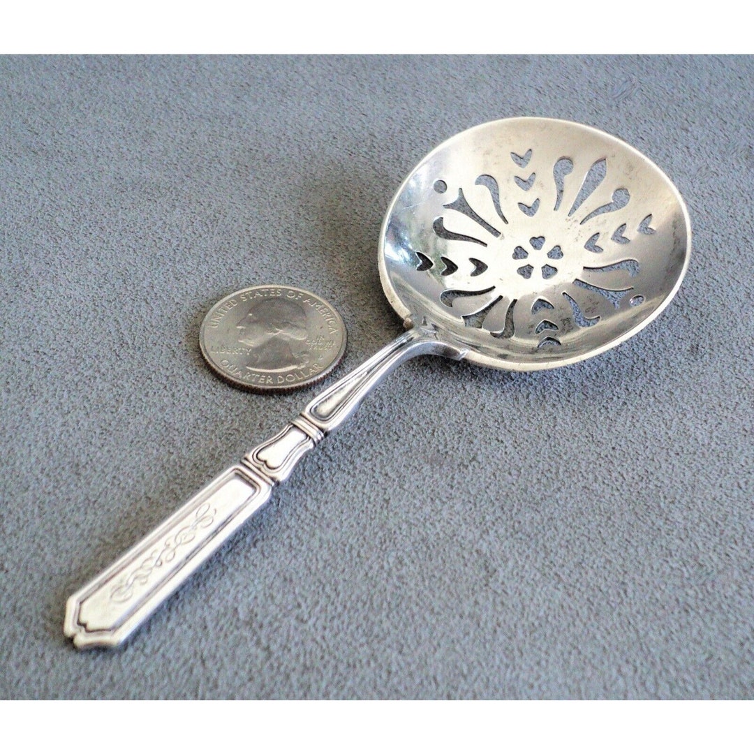 Antique Sterling Silver 5 Pierced Bowl SPOON Sugar Sifter BON BONS With