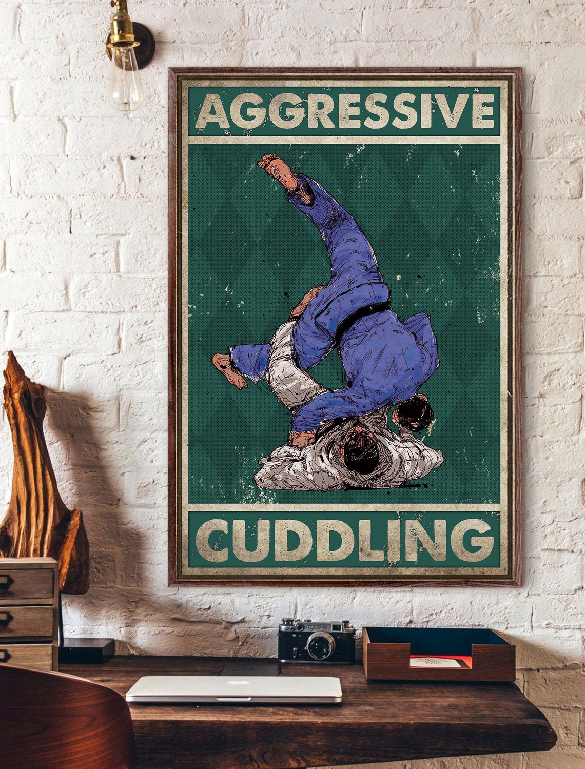 Aggressive Cuddling Jiu Jitsu Poster Best Gift For Jiu Jitsu Etsy