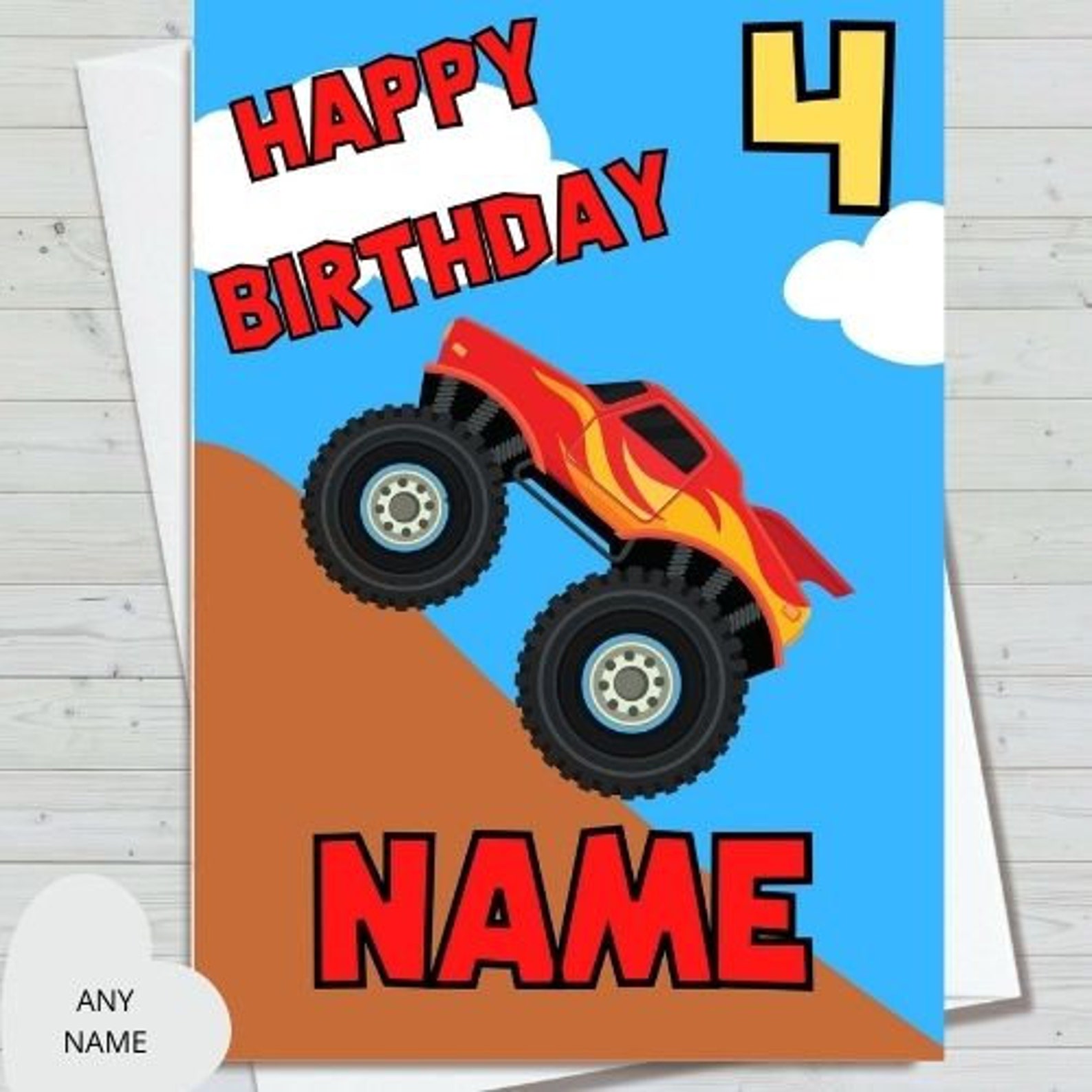 Monster truck birthday card boys birthday card kids birthday | Etsy