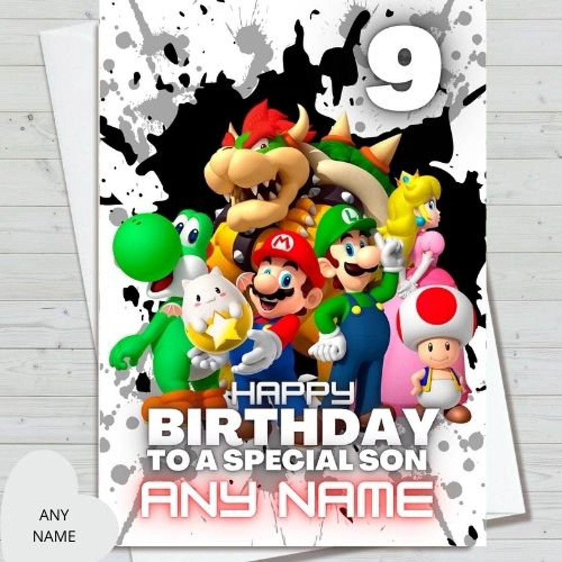 KIDS BIRTHDAY CARDS super mario personalised any name | Etsy