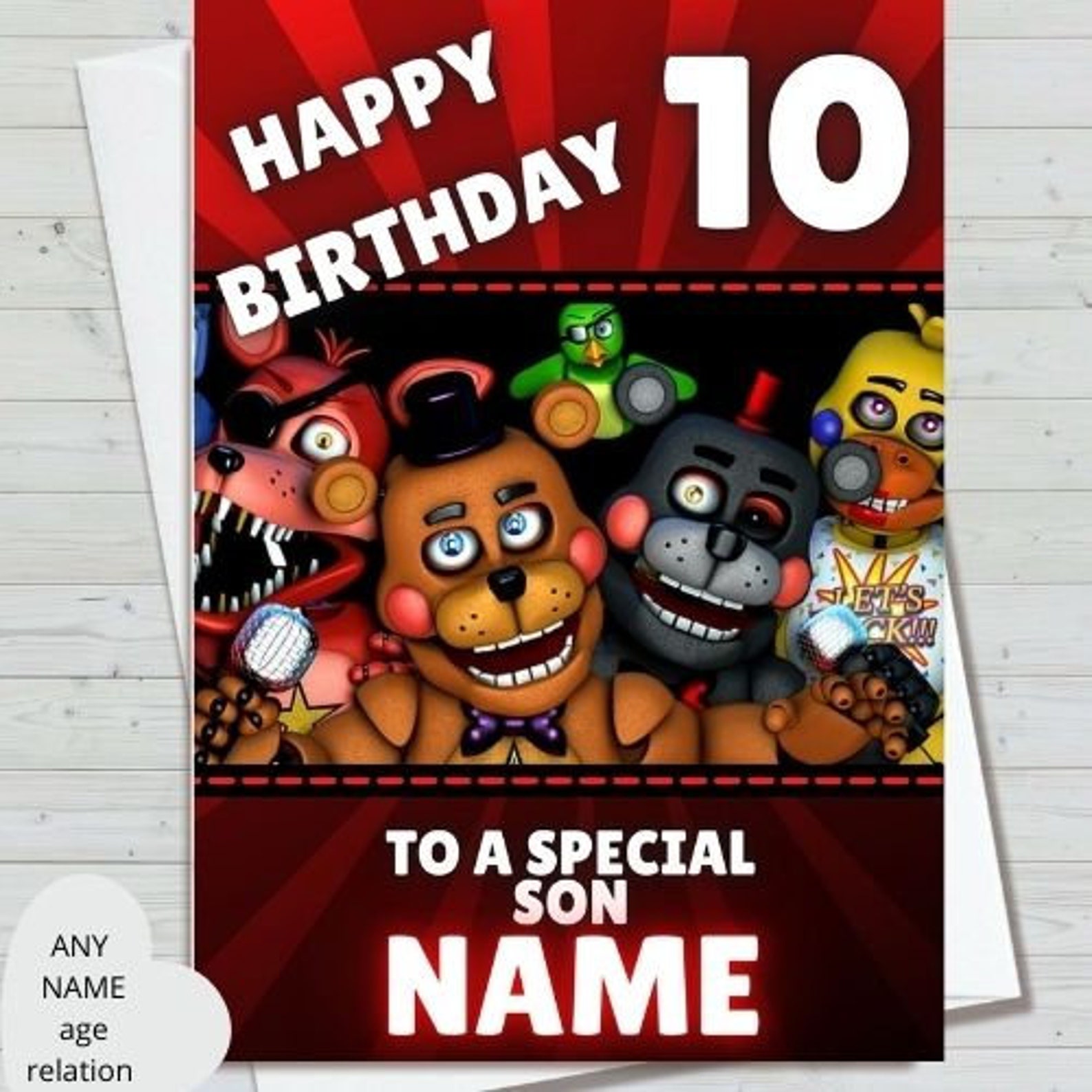 FNAF BIRTHDAY CARD gaming birthday card personalised any | Etsy