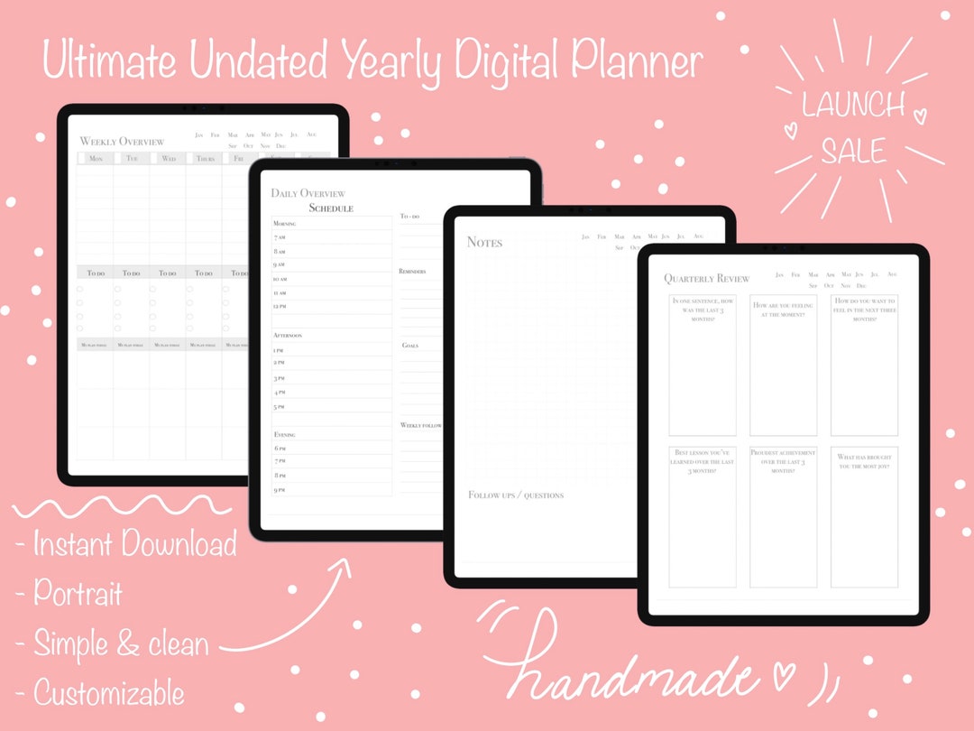 Undated Goodnotes Digital PDF Planner Instant Download ADHD - Etsy