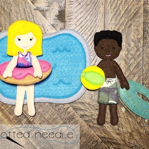 Felt Doll Pool & Accessories: ITH Embroidery Designs (Digital Download, 5x7 Hoop)