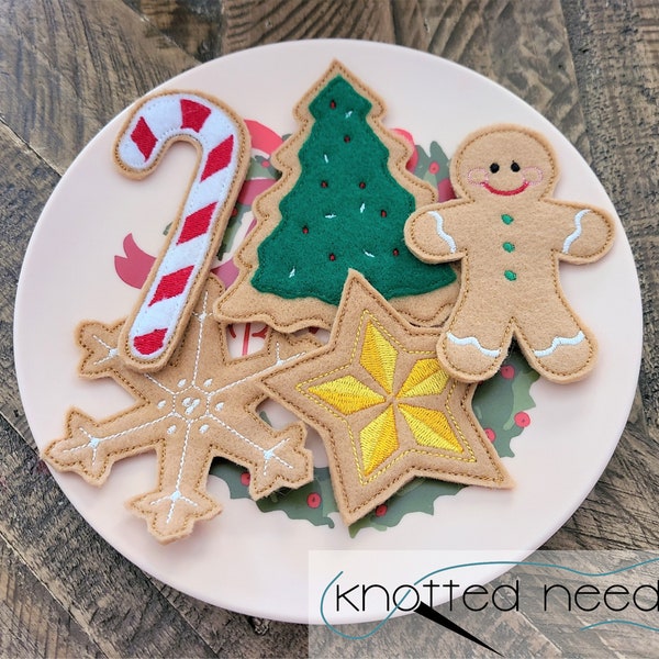 Felt Christmas Cookies: ITH Embroidery Designs (Digital Download, 4x4 Hoop)
